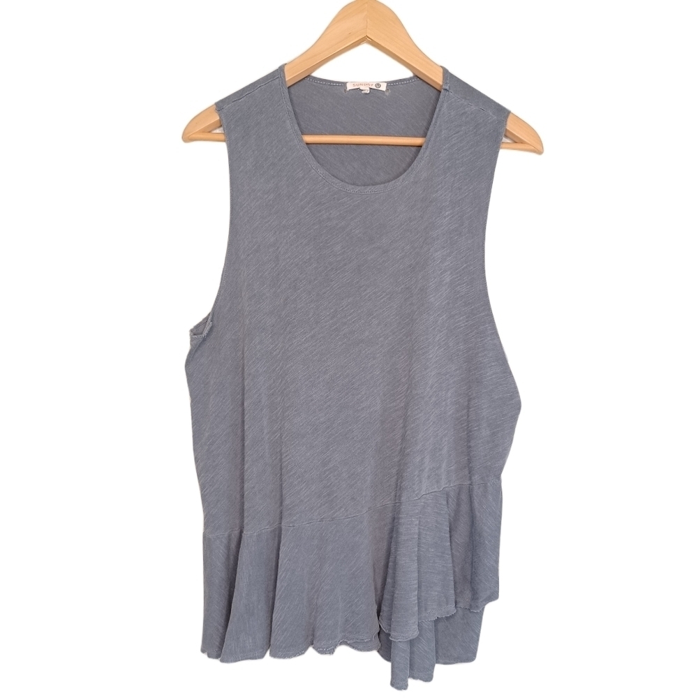 SUNDRY Sz 4 Boho Lagenlook Distressed 100% Cotton Tank Top